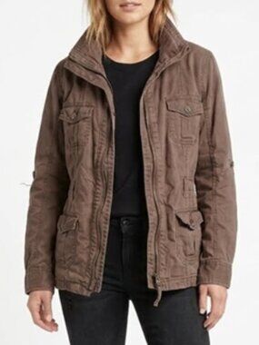 Vtg Y2K Renuar Chocolate Brown Cotton Field Jacket 8 Utility Cargo Bella Swan